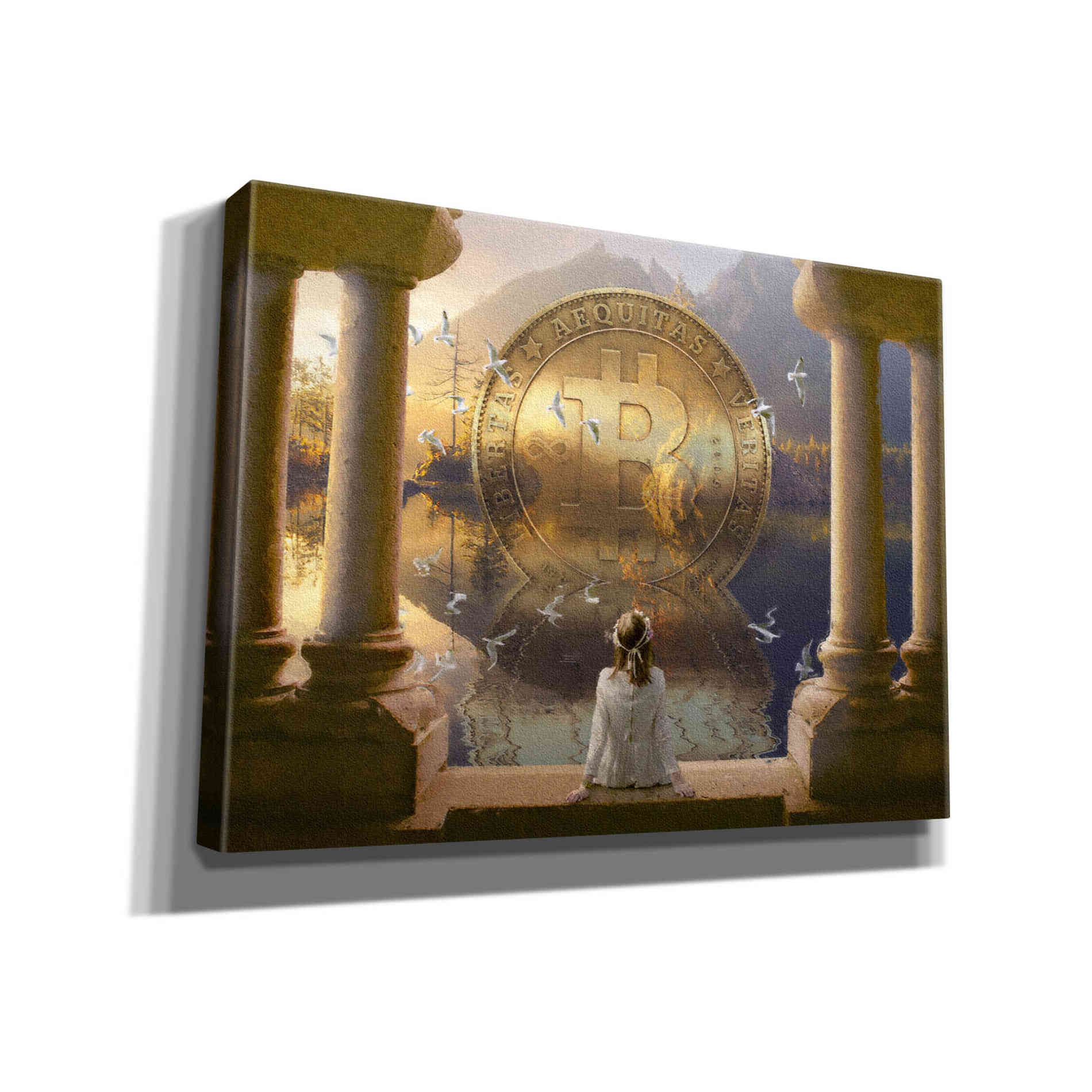 'Bitcoin Deco Three' by Steve Hunziker Giclee Canvas Wall Art