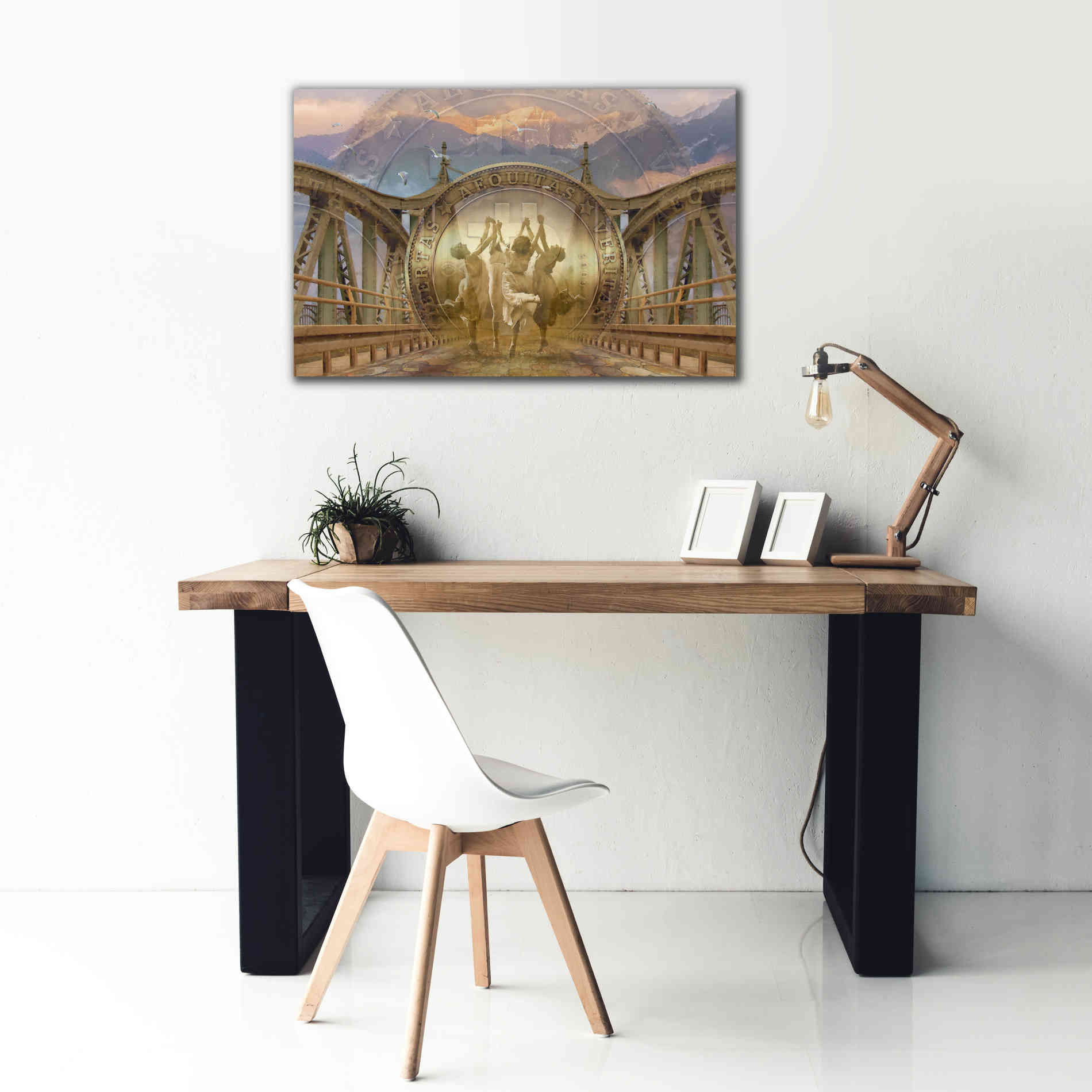 'Bitcoin Deco One' by Steve Hunziker Giclee Canvas Wall Art,40 x 26