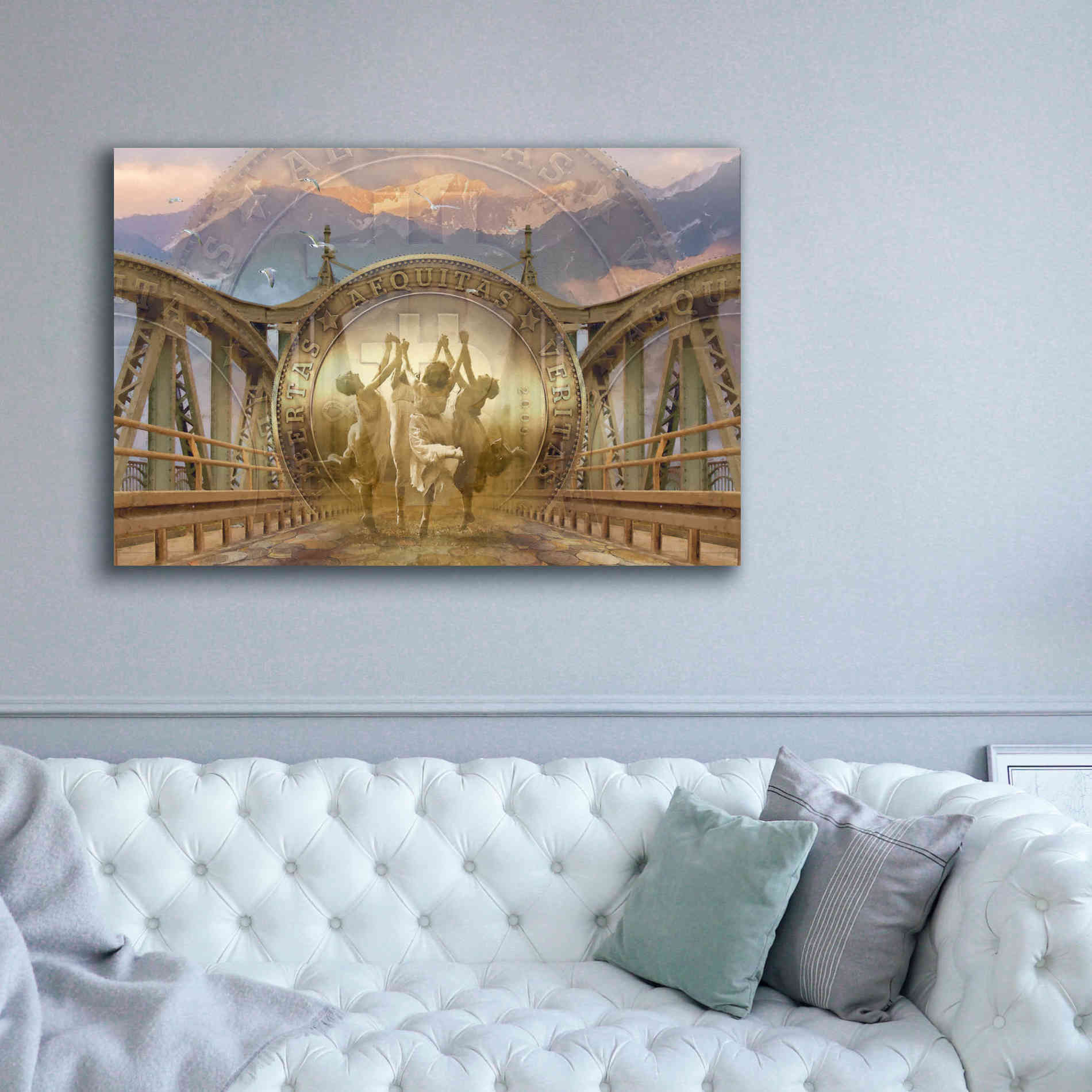 'Bitcoin Deco One' by Steve Hunziker Giclee Canvas Wall Art,60 x 40