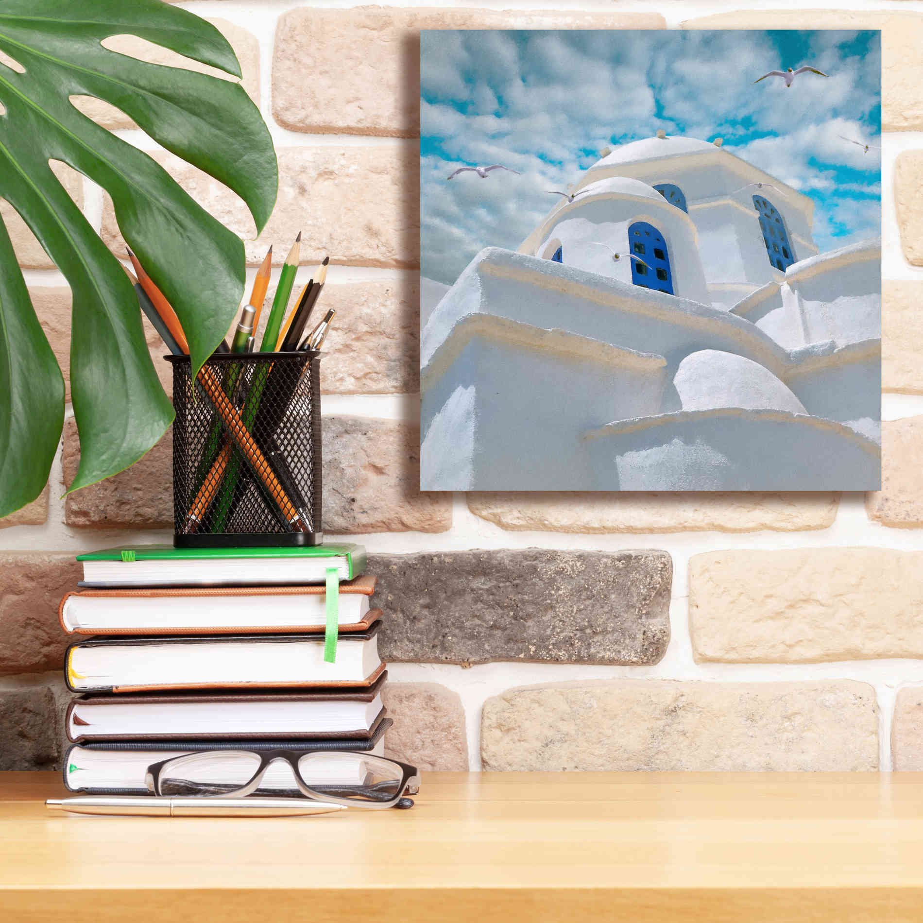 'Grecianblue Three' by Steve Hunziker Giclee Canvas Wall Art,12 x 12