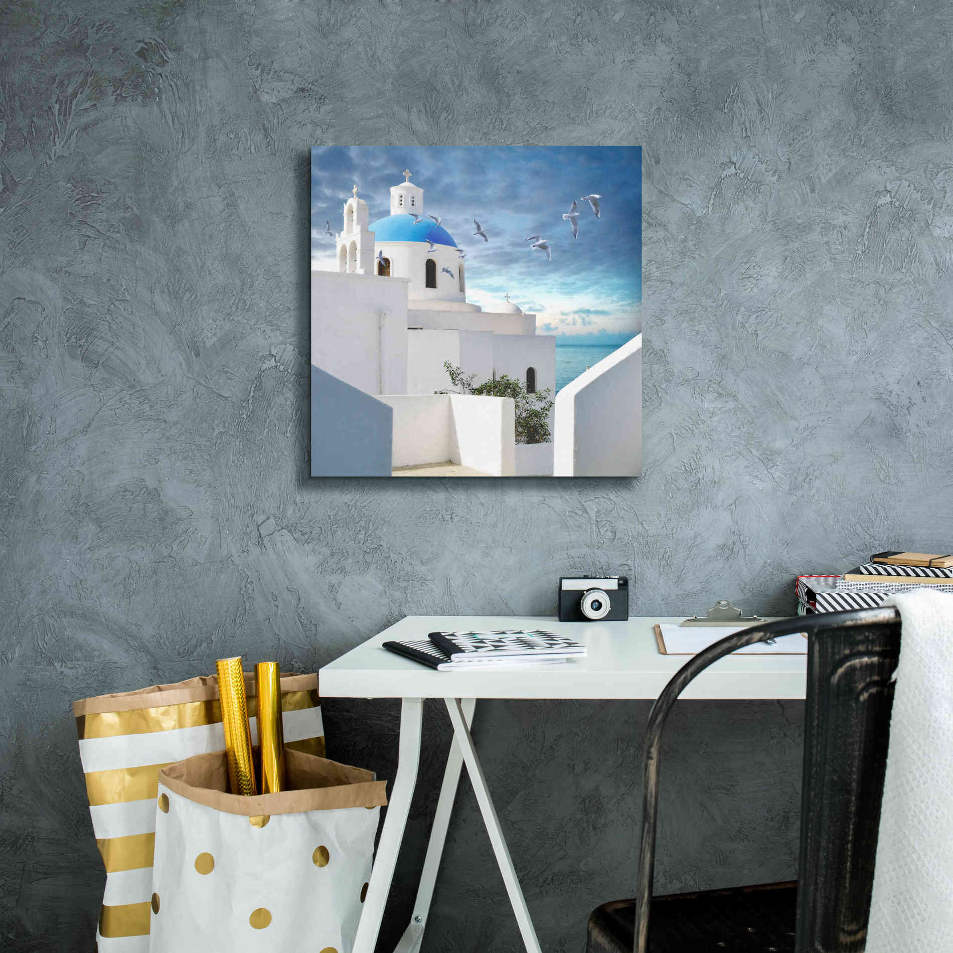 'Grecianblue One' by Steve Hunziker Giclee Canvas Wall Art,18 x 18