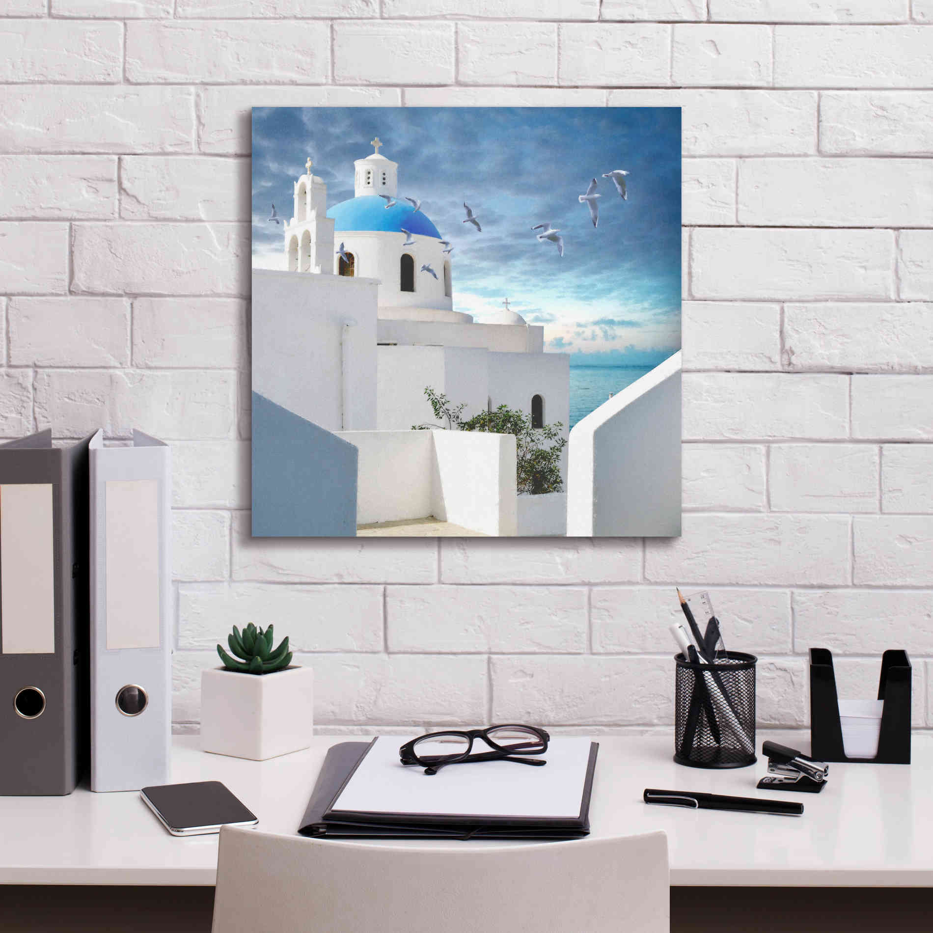 'Grecianblue One' by Steve Hunziker Giclee Canvas Wall Art,18 x 18