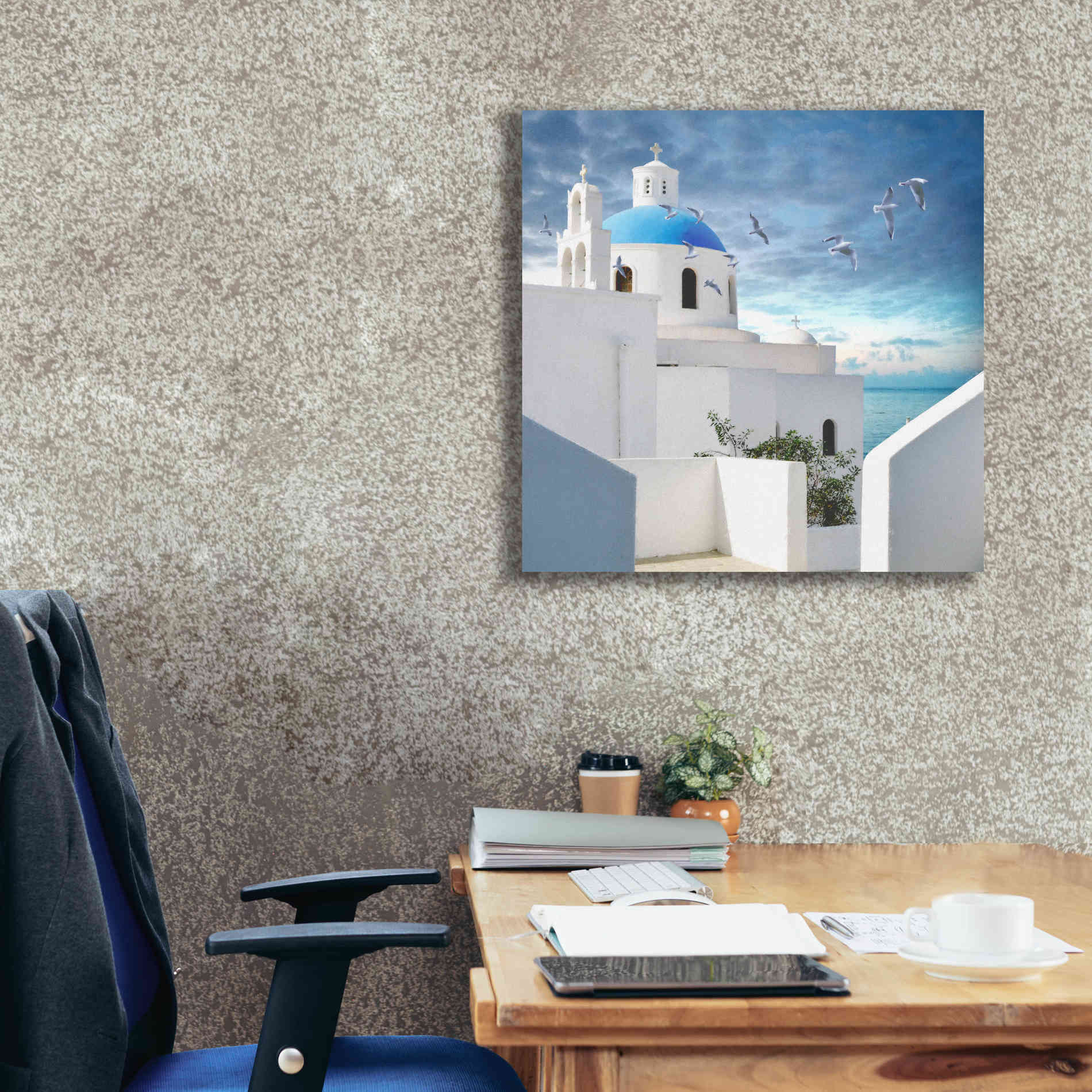 'Grecianblue One' by Steve Hunziker Giclee Canvas Wall Art,26 x 26