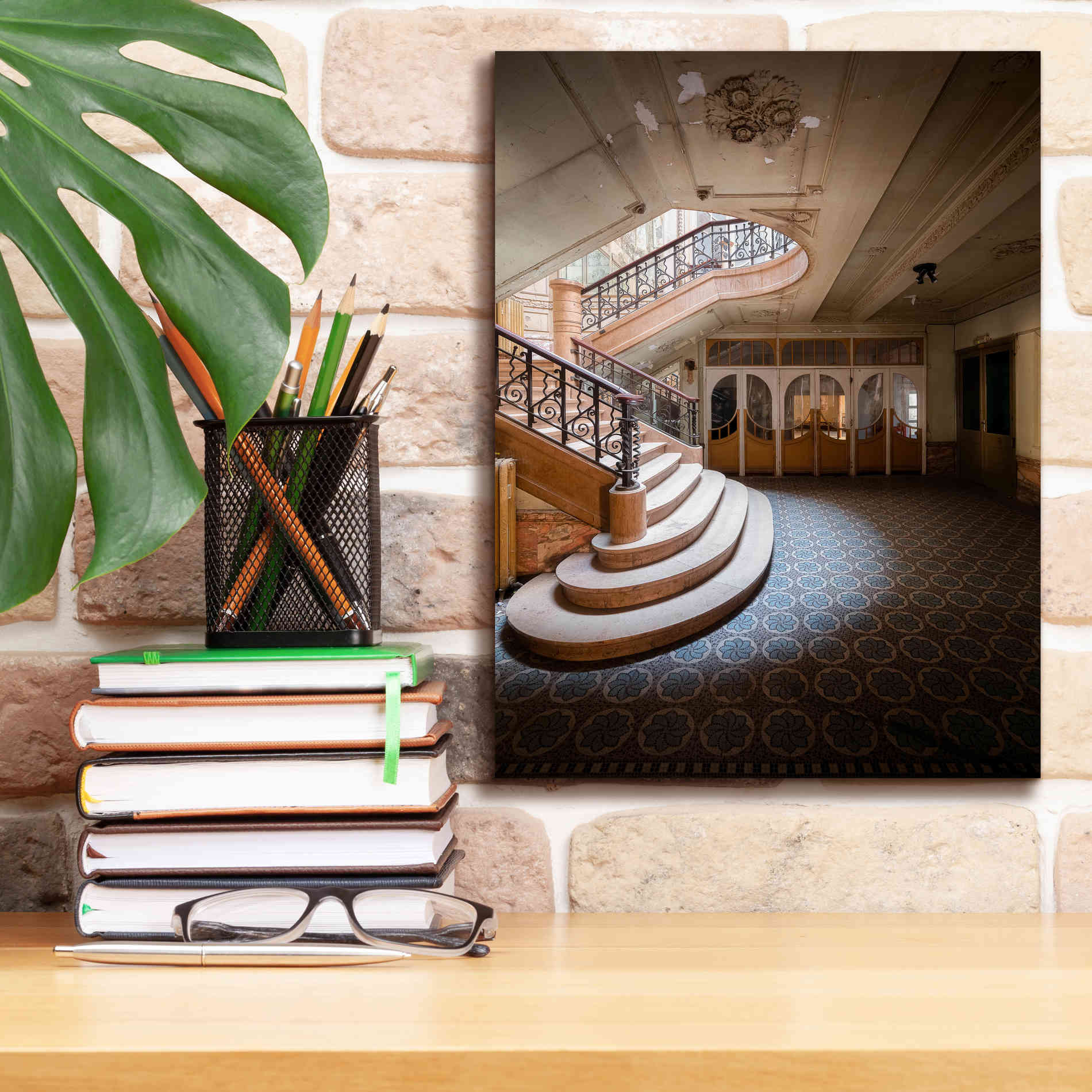 'Stairs From The Side' by Roman Robroek Giclee Canvas Wall Art,12 x 16