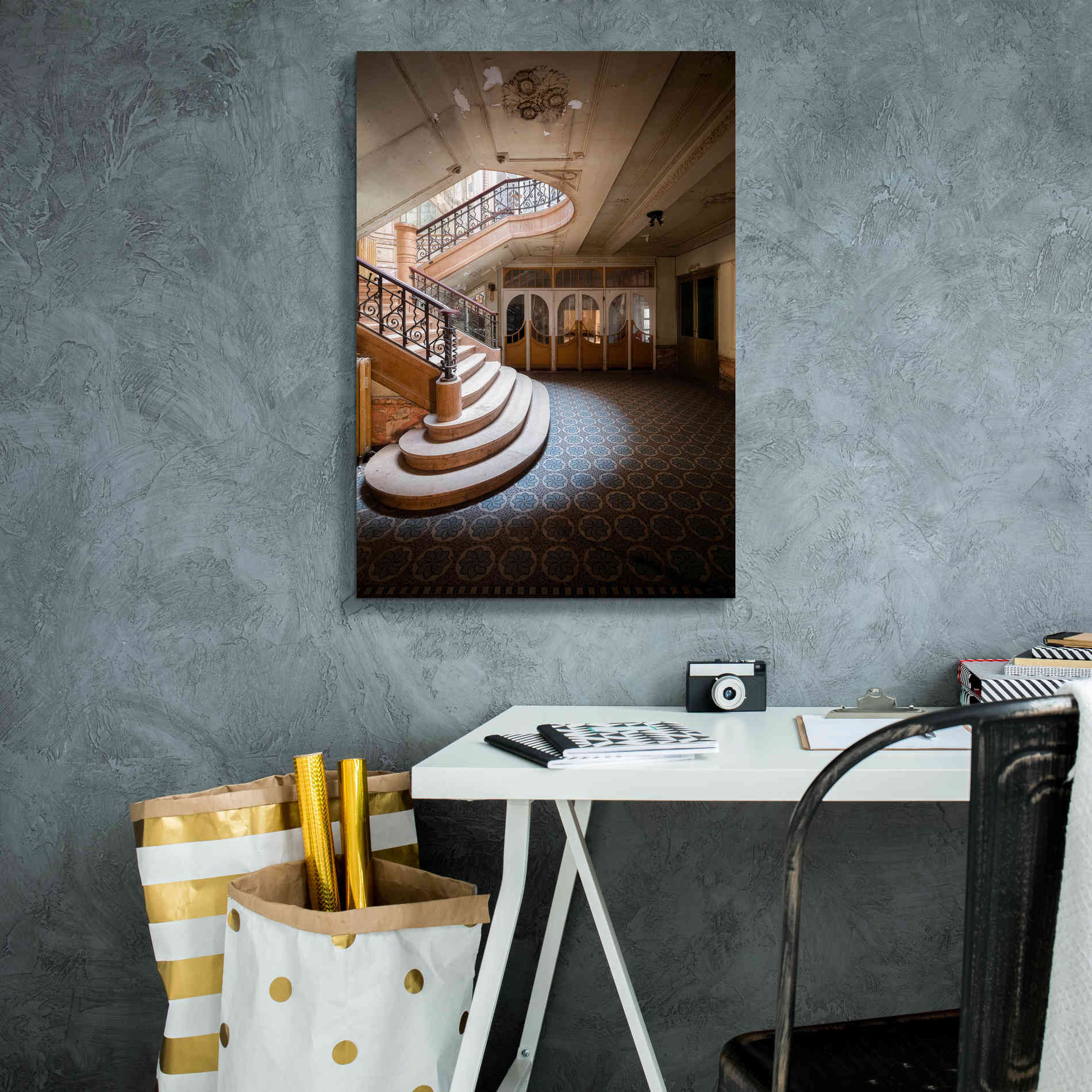'Stairs From The Side' by Roman Robroek Giclee Canvas Wall Art,18 x 26