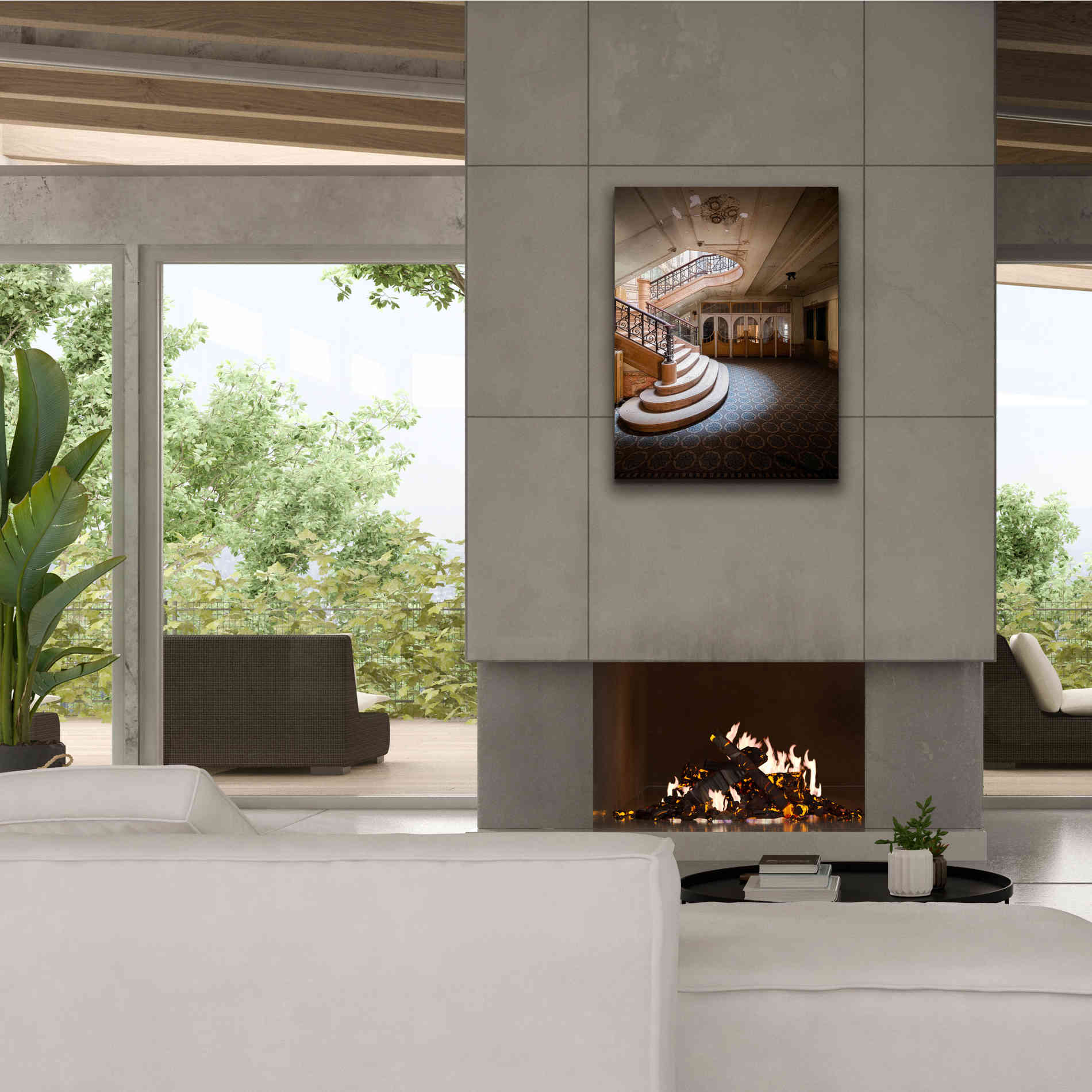 'Stairs From The Side' by Roman Robroek Giclee Canvas Wall Art,26 x 34