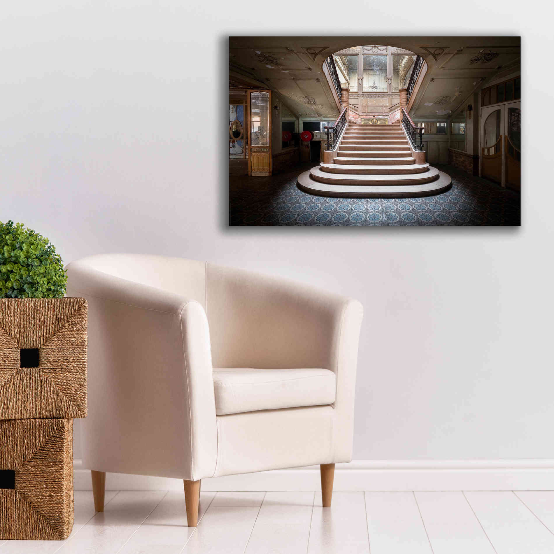 'Elegant Stairs Dark' by Roman Robroek Giclee Canvas Wall Art,40 x 26