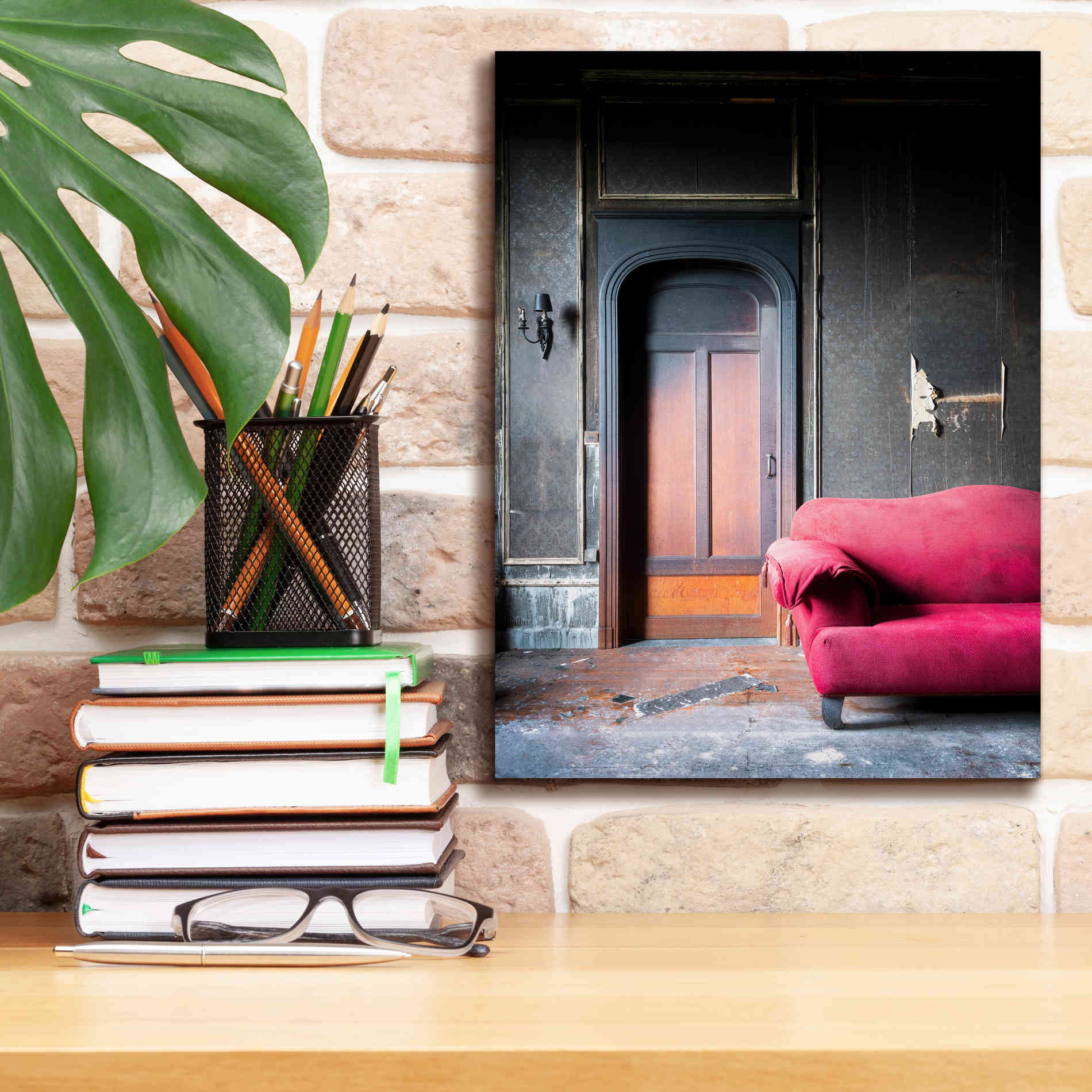 'Burned Bedroom' by Roman Robroek Giclee Canvas Wall Art,12 x 16