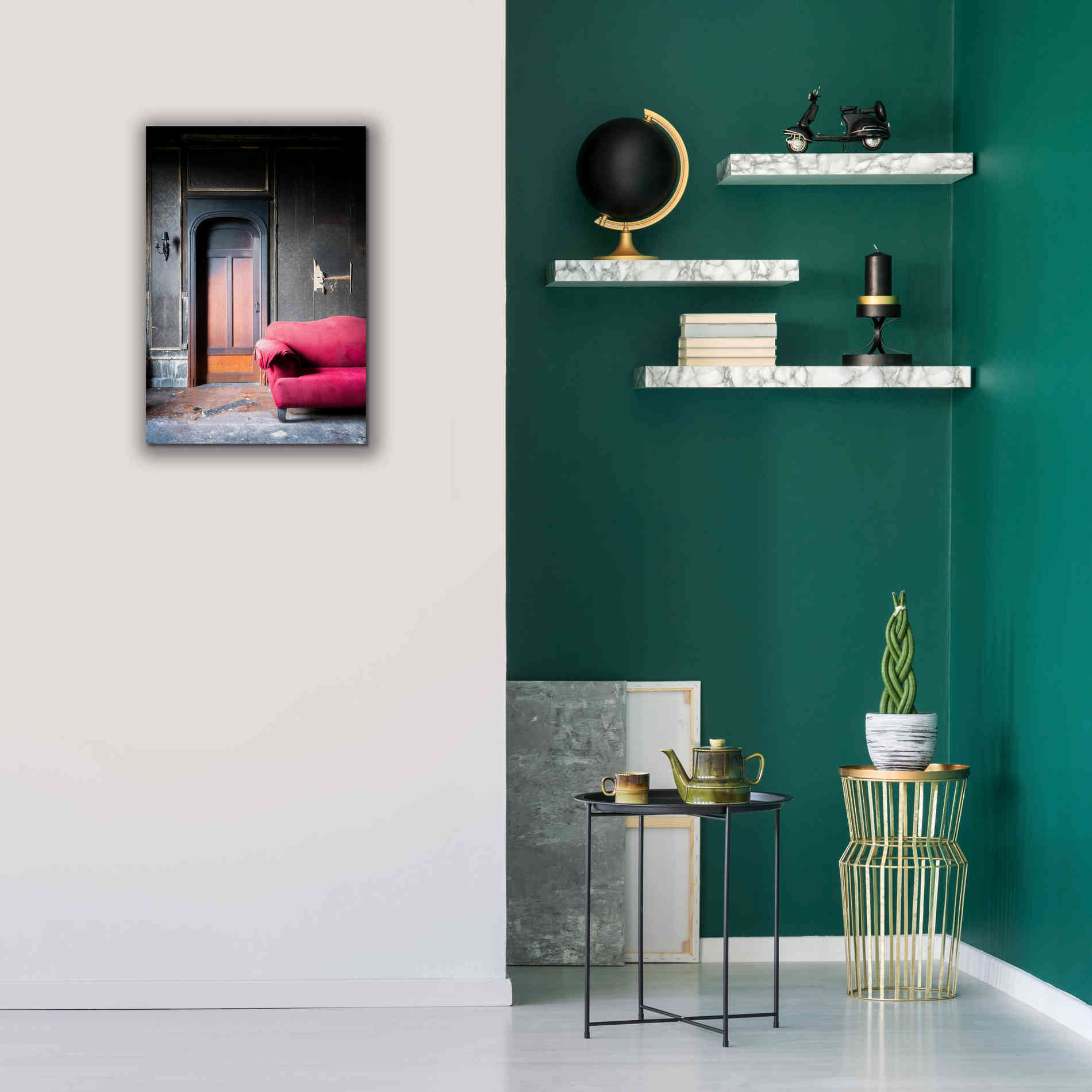 'Burned Bedroom' by Roman Robroek Giclee Canvas Wall Art,18 x 26