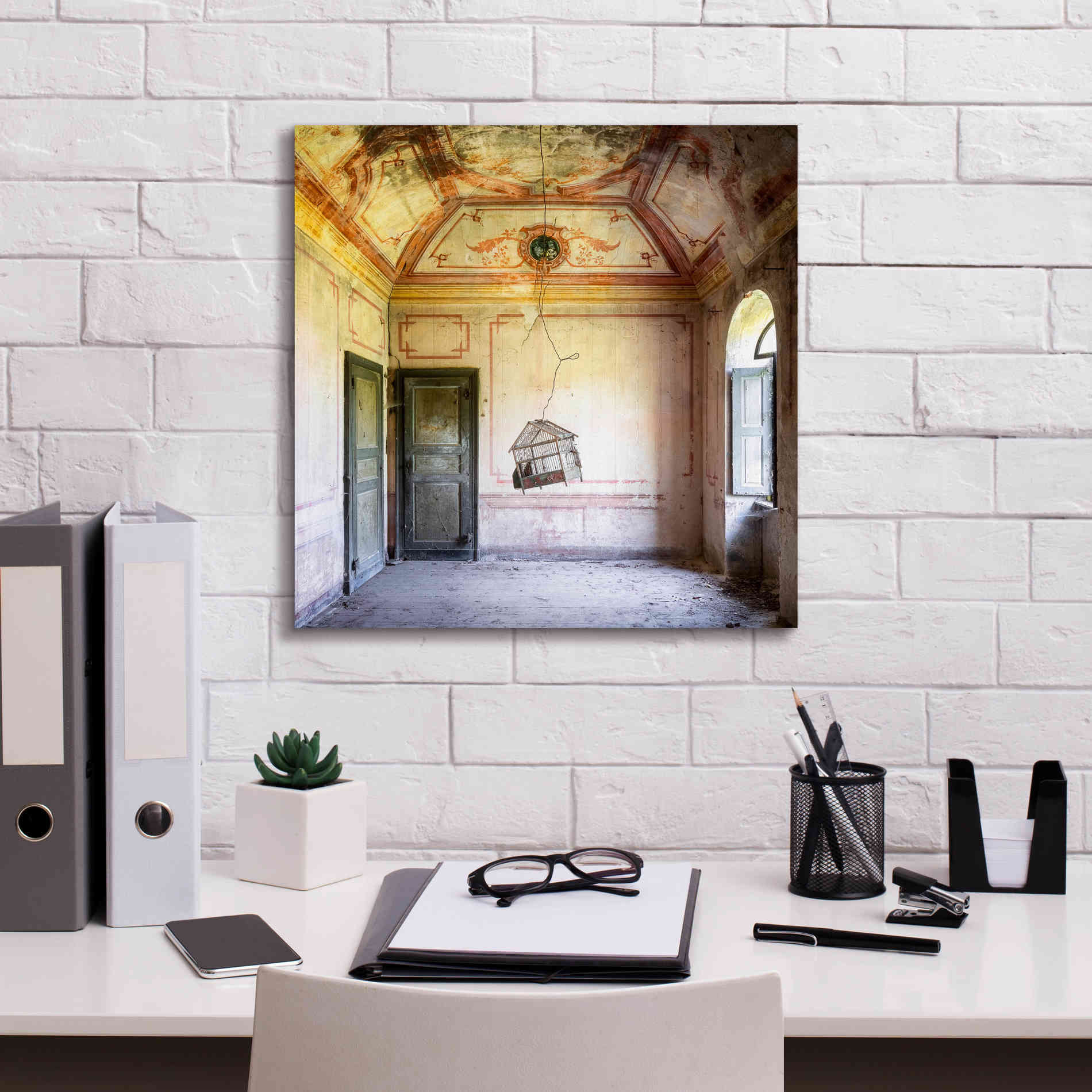 'Bird Cage' by Roman Robroek Giclee Canvas Wall Art,18 x 18