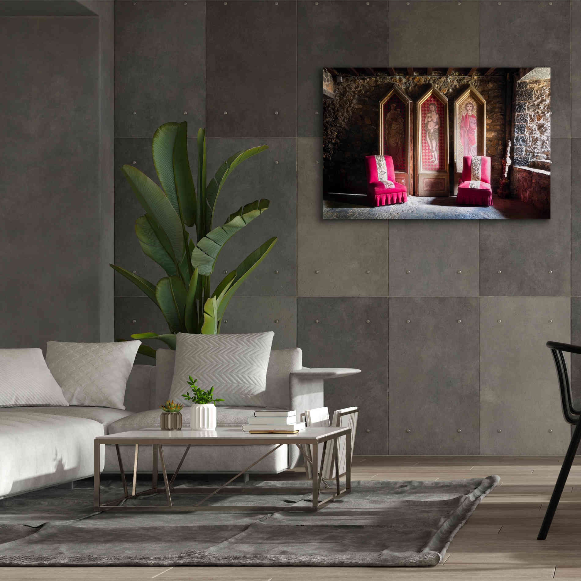 'Colorful Chairs' by Roman Robroek Giclee Canvas Wall Art,60 x 40