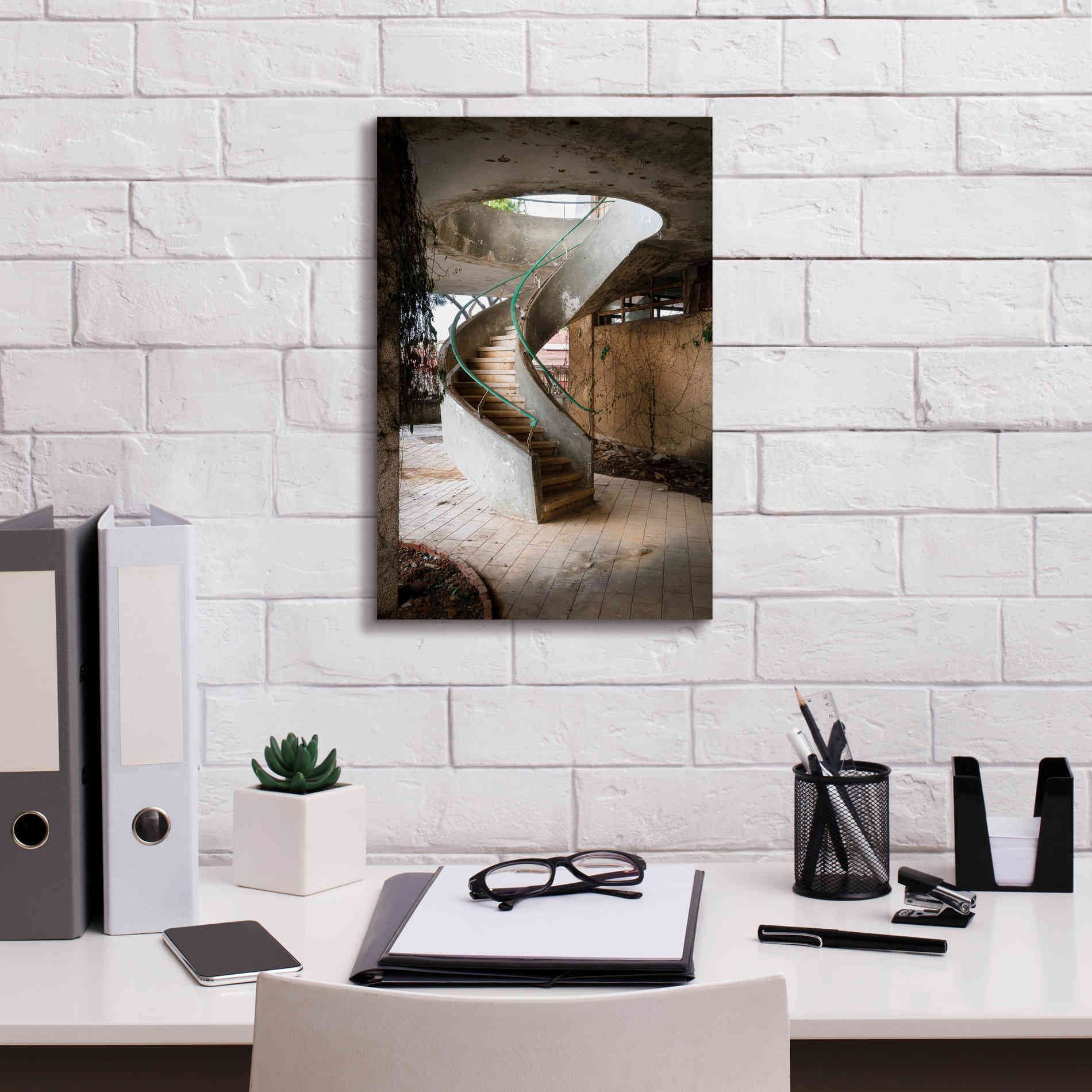 'Curved Staircase' by Roman Robroek Giclee Canvas Wall Art,12 x 18