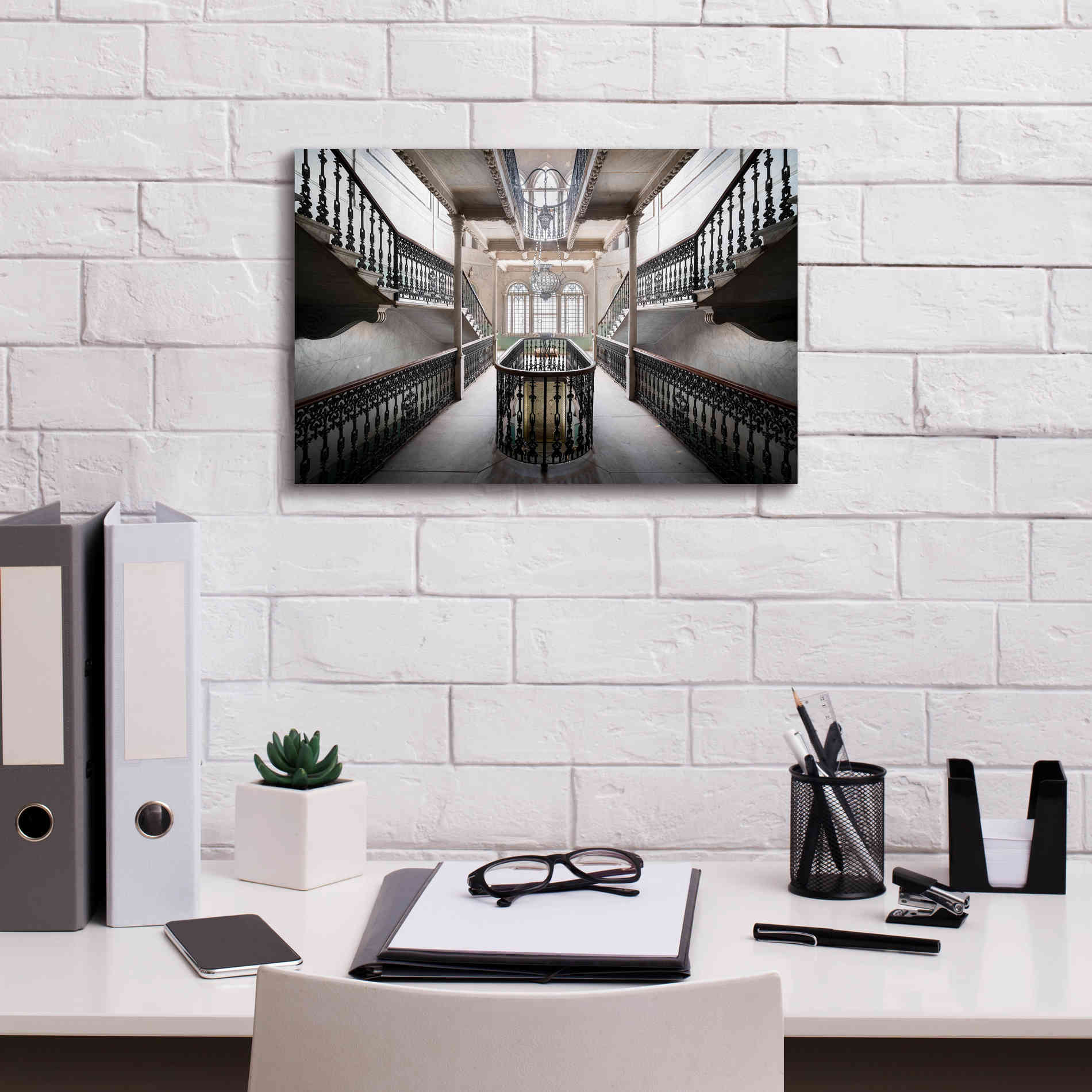 'Elegant Stairs' by Roman Robroek Giclee Canvas Wall Art,18 x 12