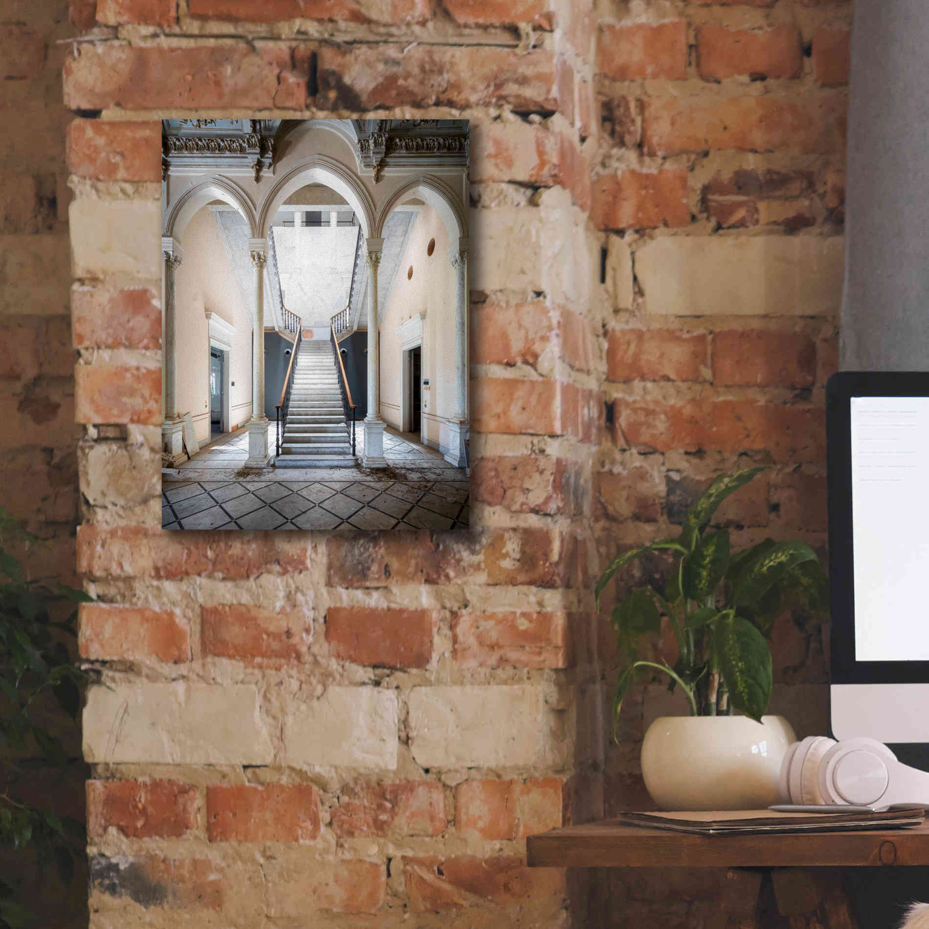 'Gray Staircase' by Roman Robroek Giclee Canvas Wall Art,12 x 16