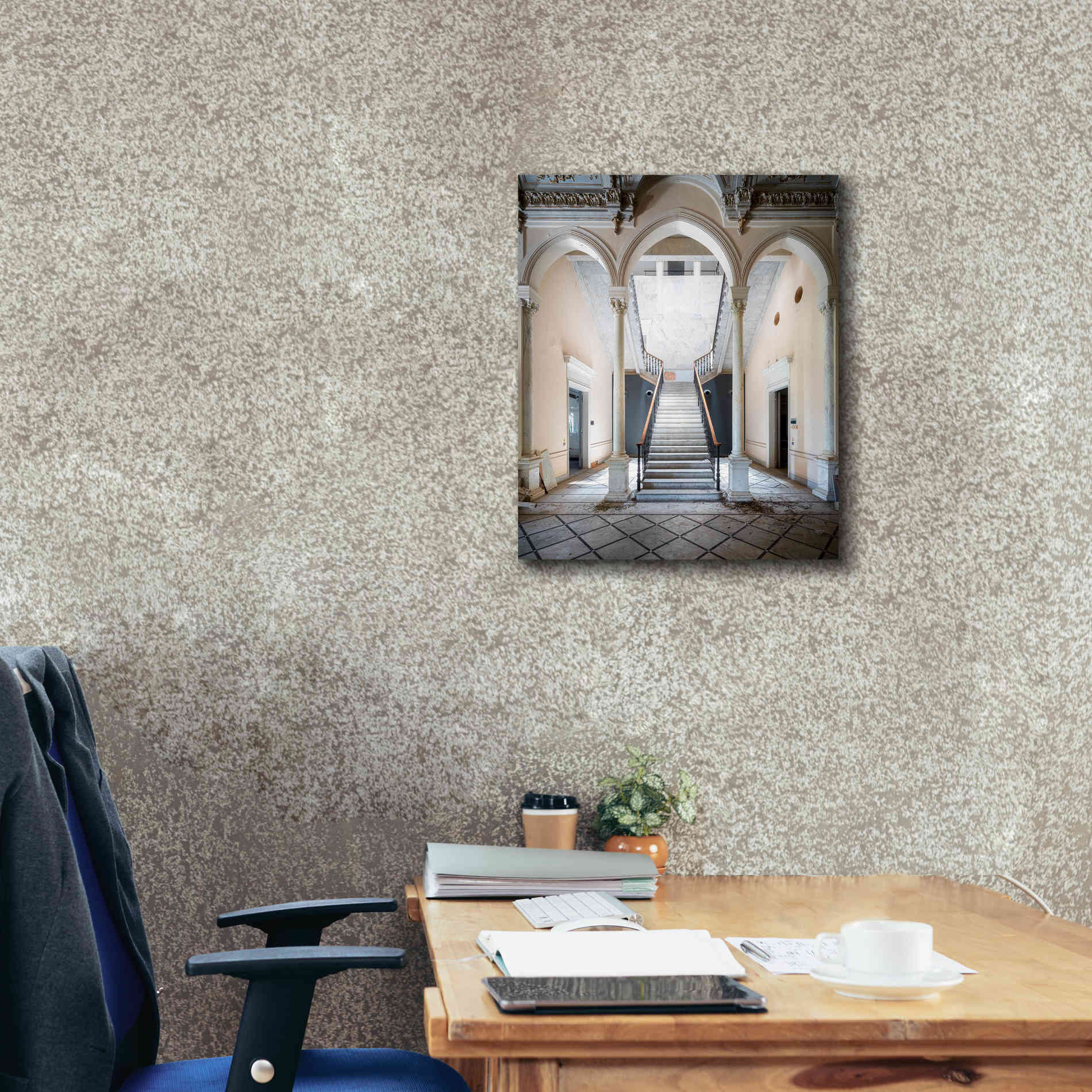 'Gray Staircase' by Roman Robroek Giclee Canvas Wall Art,20 x 24