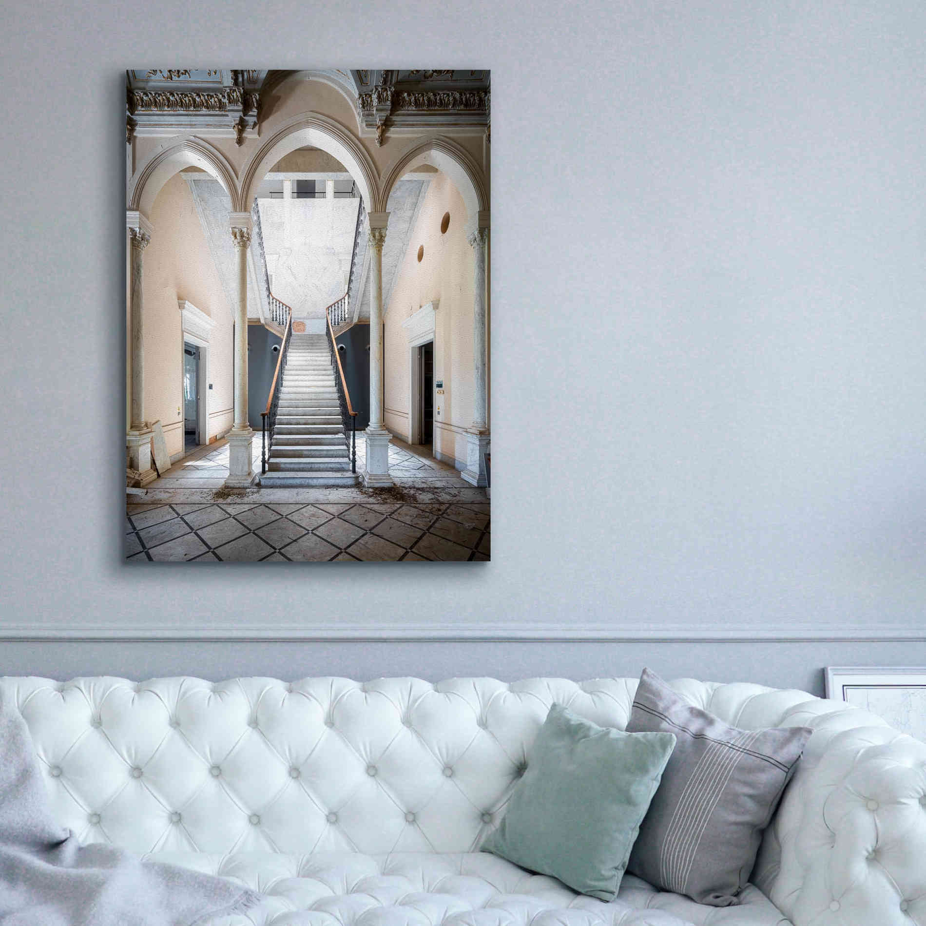 'Gray Staircase' by Roman Robroek Giclee Canvas Wall Art,40 x 54