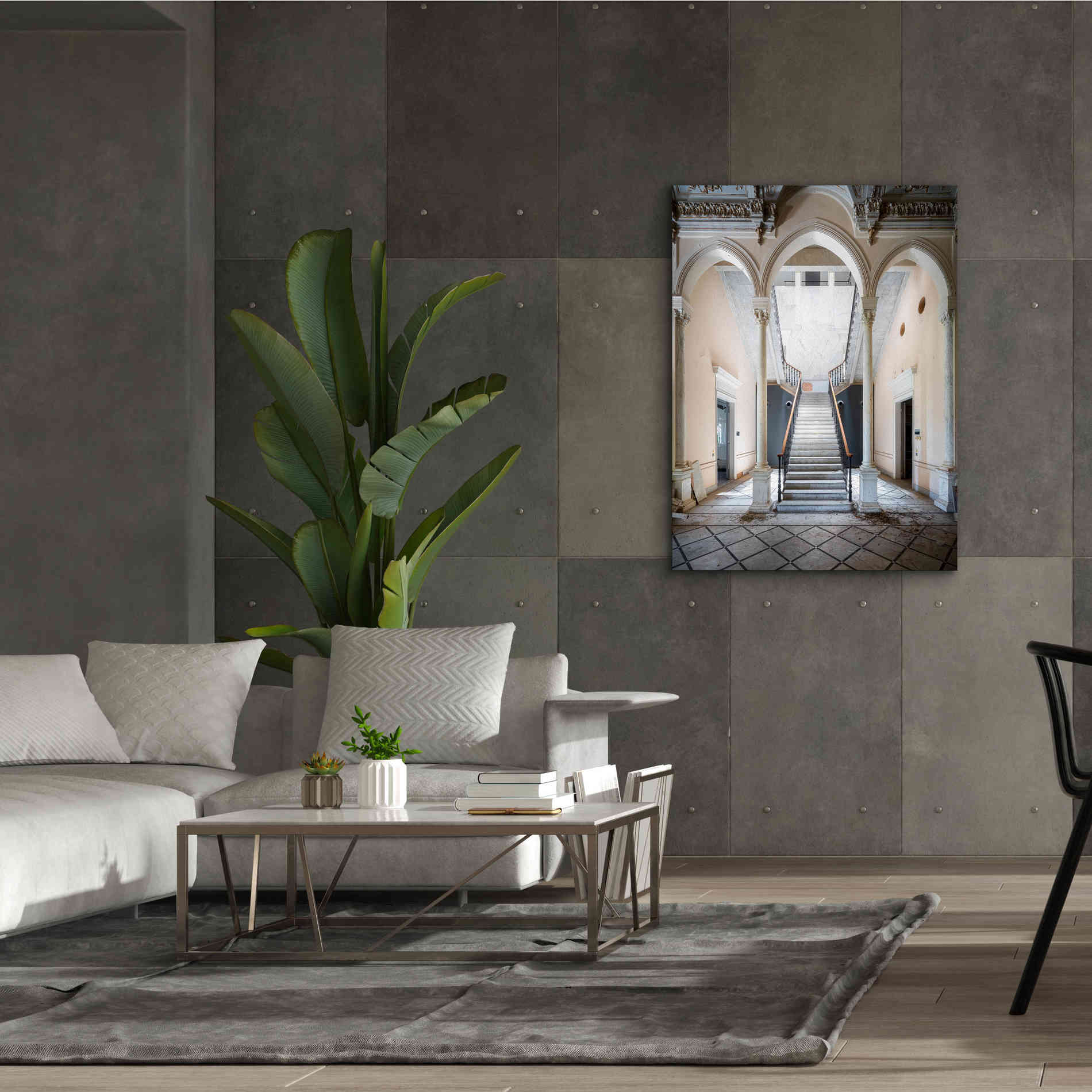 'Gray Staircase' by Roman Robroek Giclee Canvas Wall Art,40 x 54