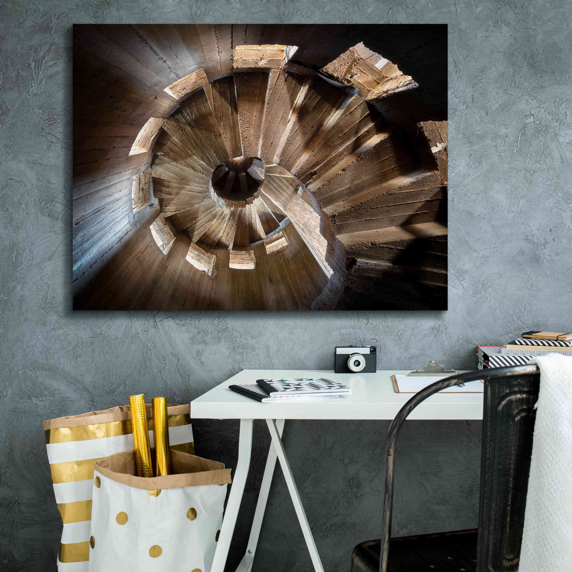 'Shadow In The Staircase' by Roman Robroek Giclee Canvas Wall Art,34 x 26