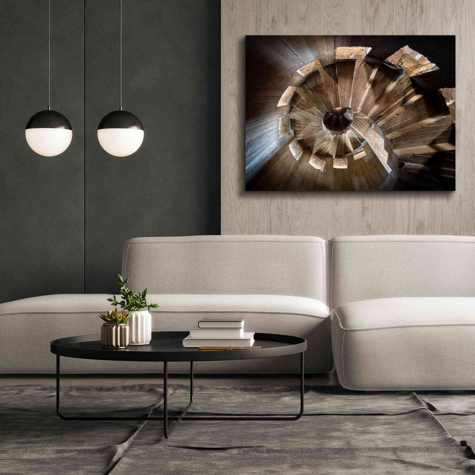 'Shadow In The Staircase' by Roman Robroek Giclee Canvas Wall Art,54 x 40