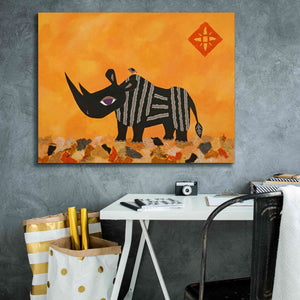 'Rhino with Summer Sky by Casey Craig Giclee Canvas Wall Art,34 x 26