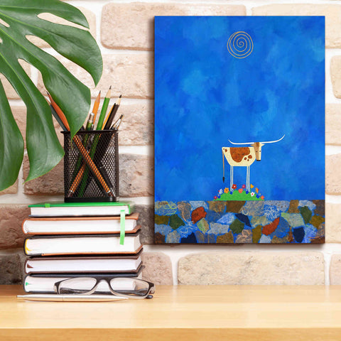 Image of 'Longhorn on Wildflower Hill by Casey Craig Giclee Canvas Wall Art,12 x 16