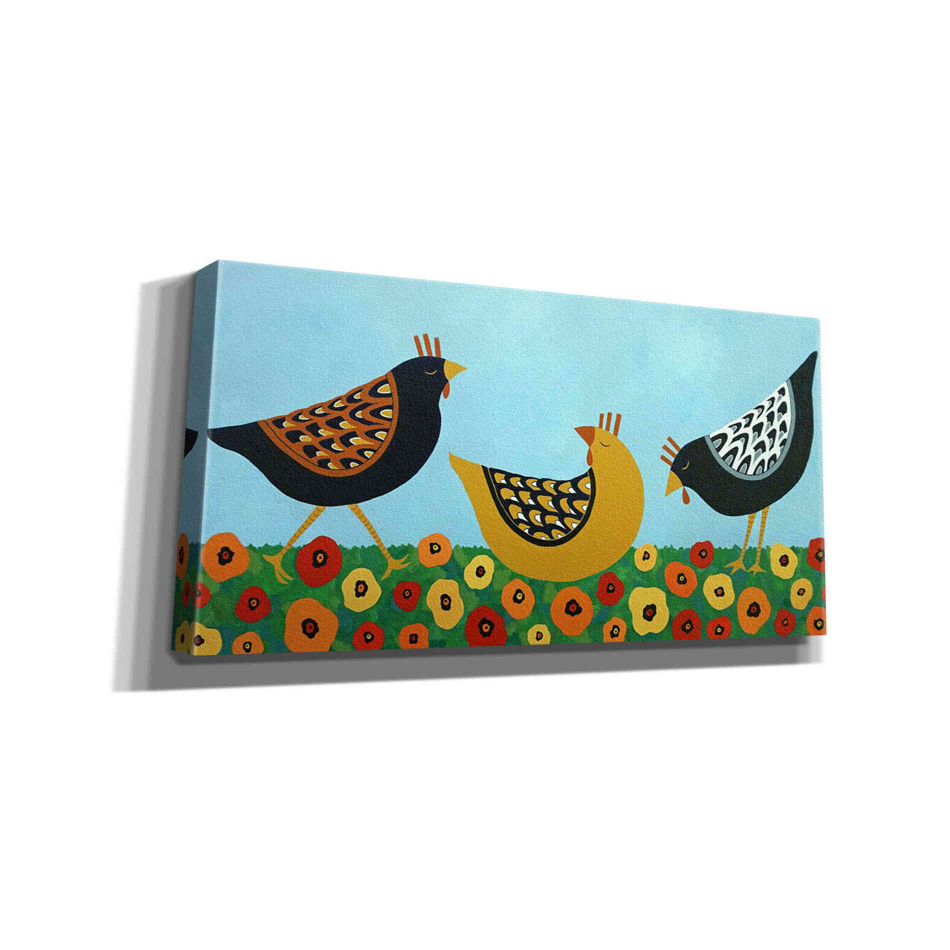 'Hens and Poppies by Casey Craig Giclee Canvas Wall Art