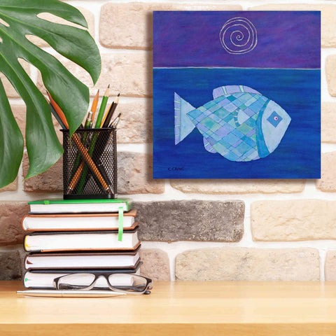 Image of 'Fish with Spiral Moon by Casey Craig Giclee Canvas Wall Art,12 x 12