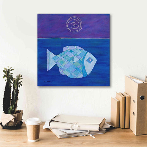 Image of 'Fish with Spiral Moon by Casey Craig Giclee Canvas Wall Art,18 x 18