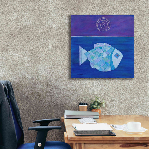 Image of 'Fish with Spiral Moon by Casey Craig Giclee Canvas Wall Art,26 x 26