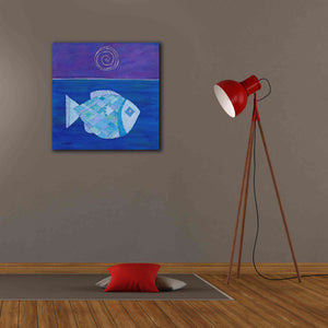 'Fish with Spiral Moon by Casey Craig Giclee Canvas Wall Art,26 x 26