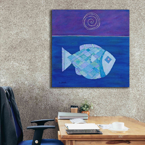 Image of 'Fish with Spiral Moon by Casey Craig Giclee Canvas Wall Art,37 x 37