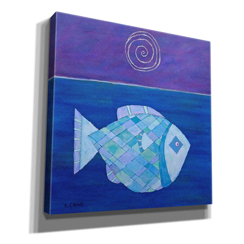 Image of 'Fish with Spiral Moon by Casey Craig Giclee Canvas Wall Art