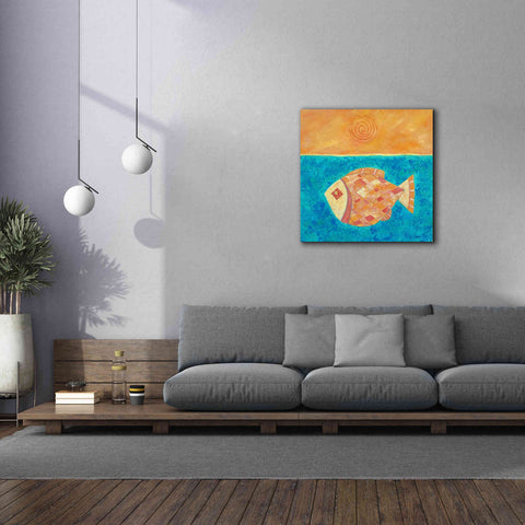 Image of 'Fish with Spiral Sun by Casey Craig Giclee Canvas Wall Art,37 x 37