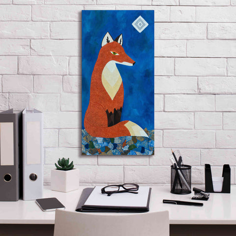 Image of 'Fox Under Diamond Moon by Casey Craig Giclee Canvas Wall Art,12 x 24