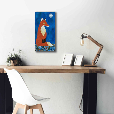 Image of 'Fox Under Diamond Moon by Casey Craig Giclee Canvas Wall Art,12 x 24