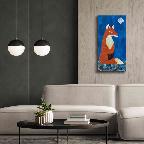 Image of 'Fox Under Diamond Moon by Casey Craig Giclee Canvas Wall Art,20 x 40