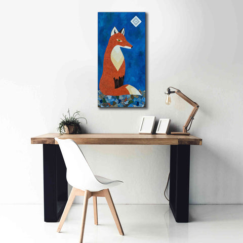 Image of 'Fox Under Diamond Moon by Casey Craig Giclee Canvas Wall Art,20 x 40