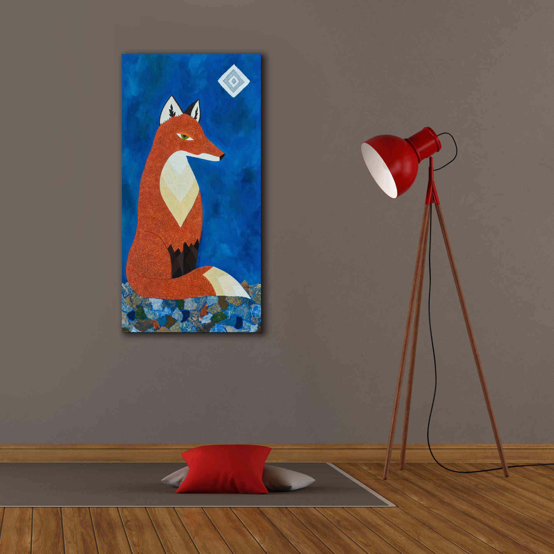 'Fox Under Diamond Moon by Casey Craig Giclee Canvas Wall Art,20 x 40