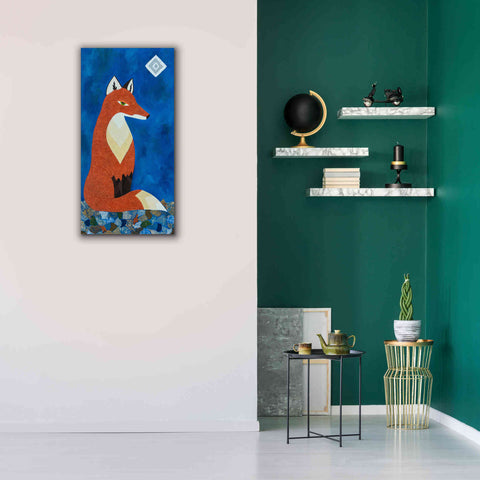 Image of 'Fox Under Diamond Moon by Casey Craig Giclee Canvas Wall Art,20 x 40