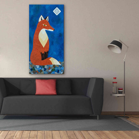 Image of 'Fox Under Diamond Moon by Casey Craig Giclee Canvas Wall Art,30 x 60