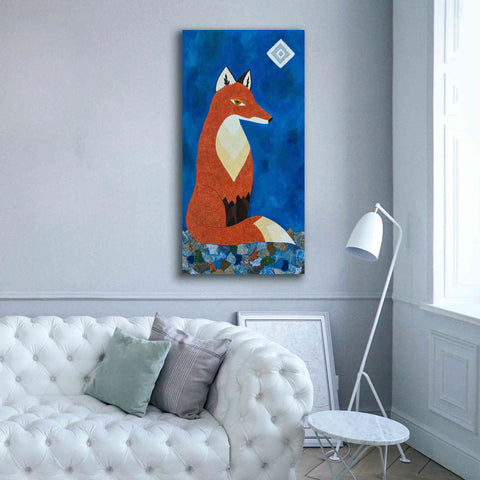 Image of 'Fox Under Diamond Moon by Casey Craig Giclee Canvas Wall Art,30 x 60