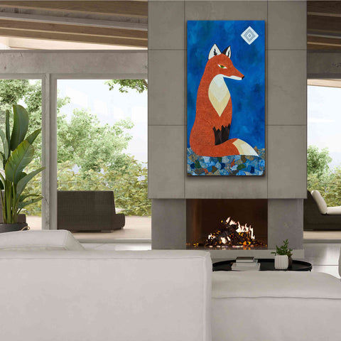 Image of 'Fox Under Diamond Moon by Casey Craig Giclee Canvas Wall Art,30 x 60