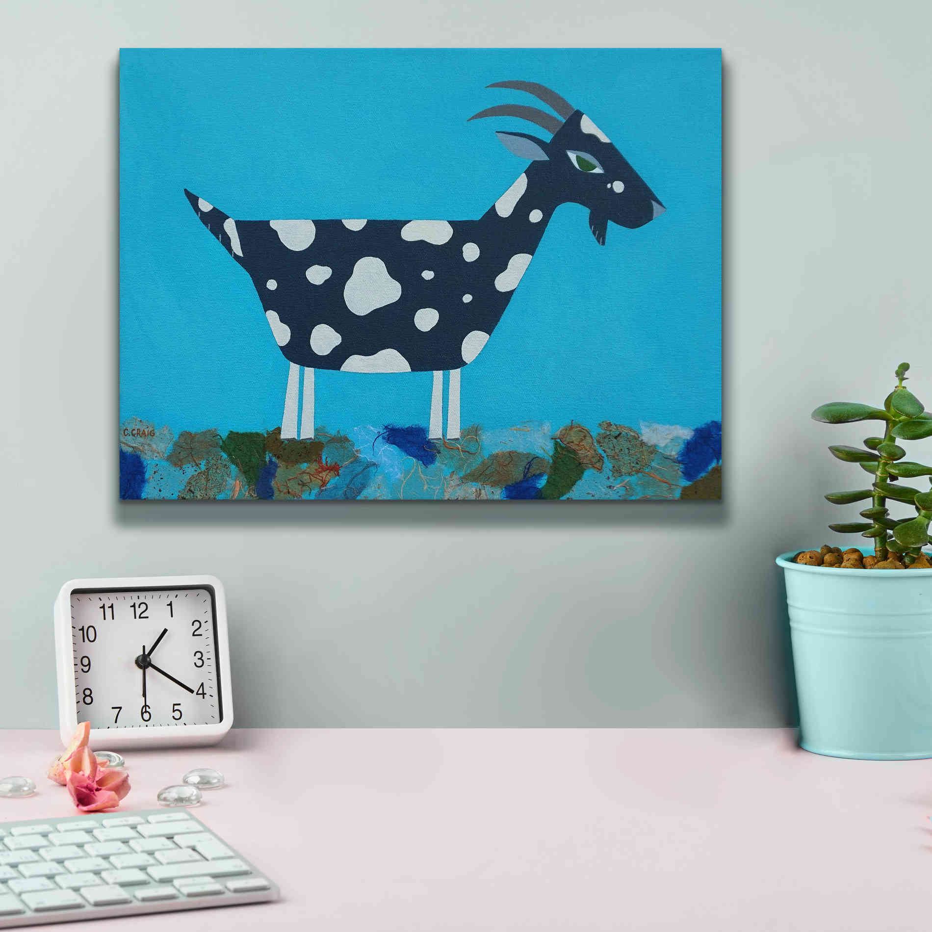 'Fergus The Goat by Casey Craig Giclee Canvas Wall Art,16 x 12