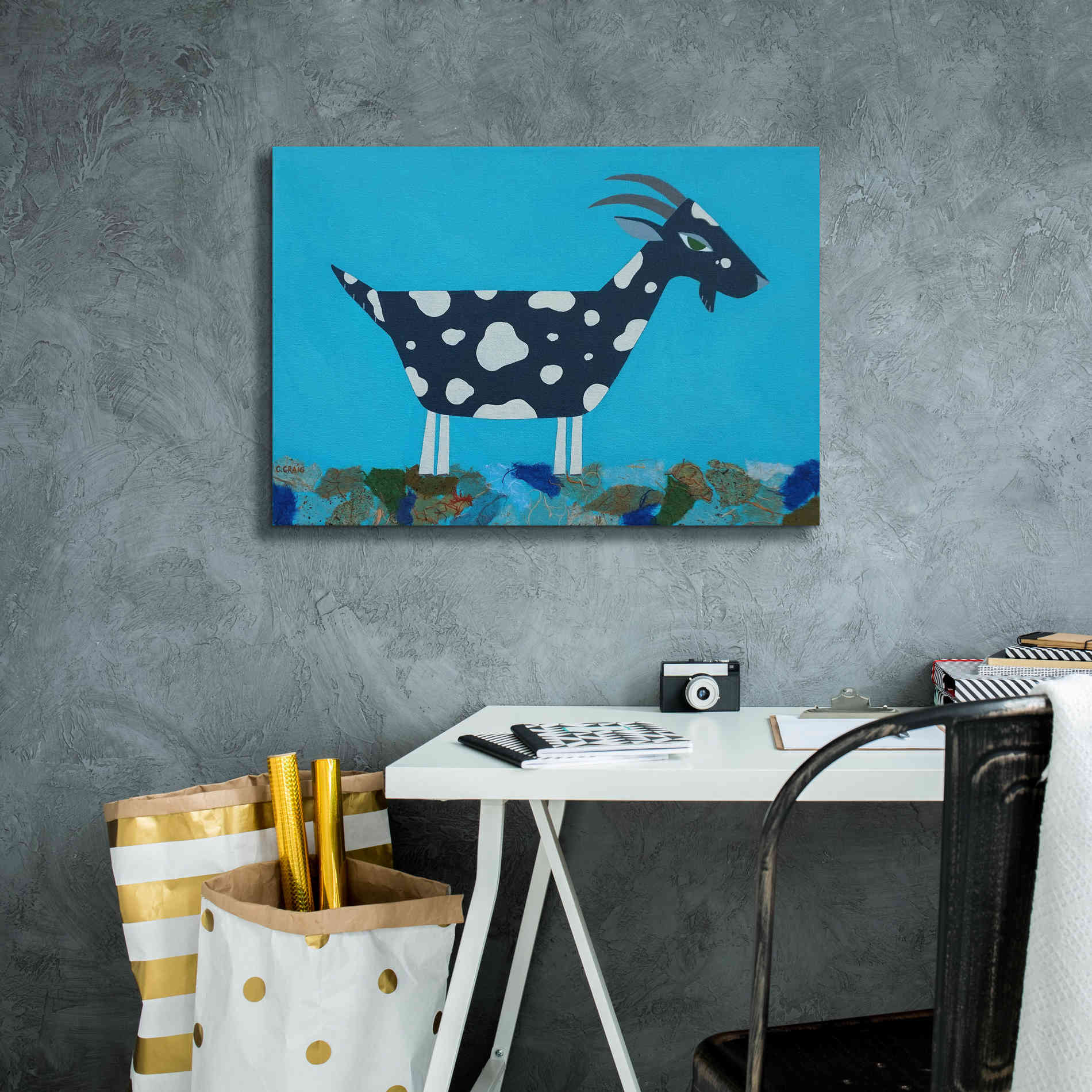 'Fergus The Goat by Casey Craig Giclee Canvas Wall Art,26 x 18