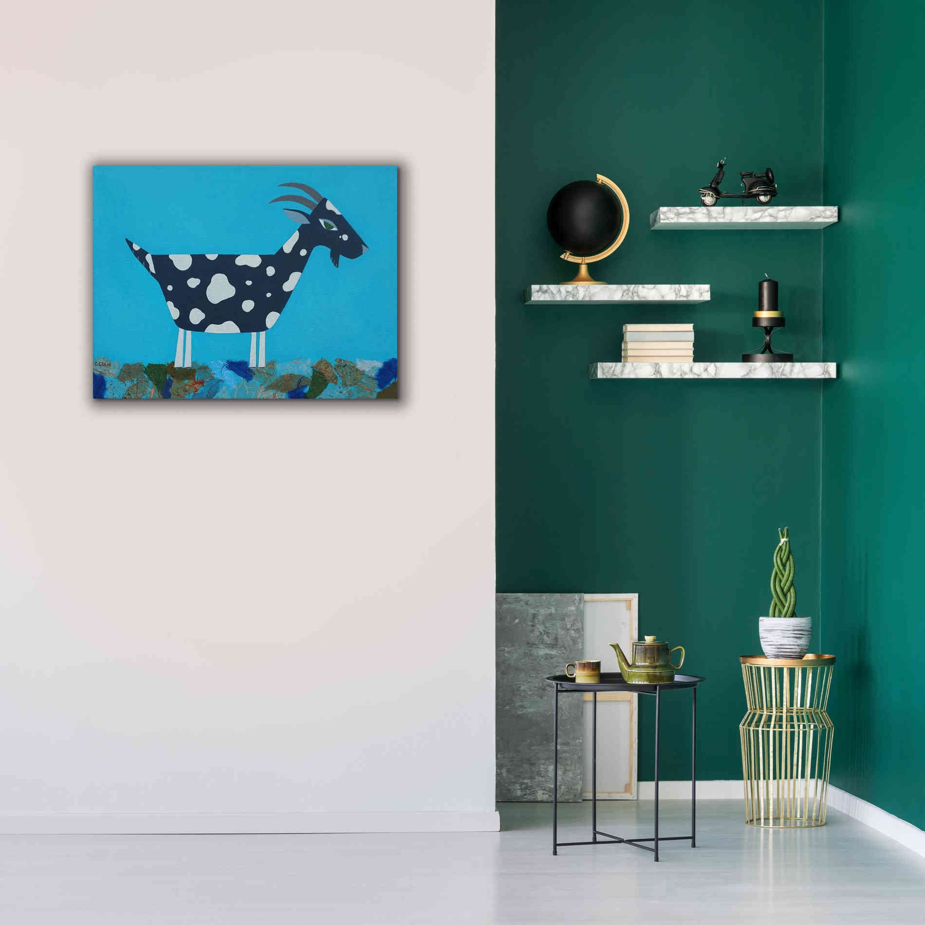 'Fergus The Goat by Casey Craig Giclee Canvas Wall Art,34 x 26