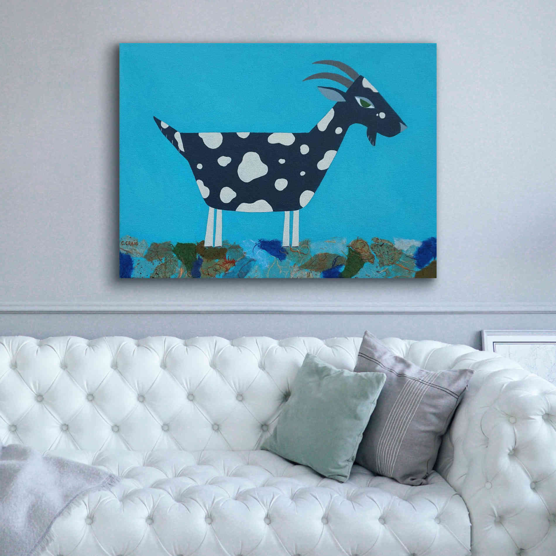 'Fergus The Goat by Casey Craig Giclee Canvas Wall Art,54 x 40
