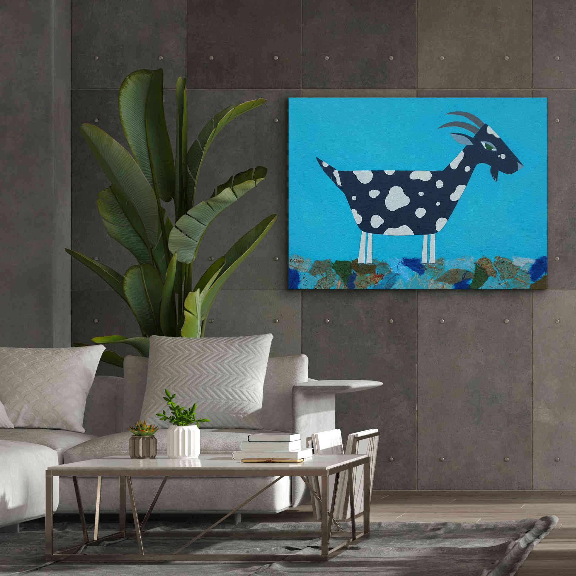 'Fergus The Goat by Casey Craig Giclee Canvas Wall Art,54 x 40