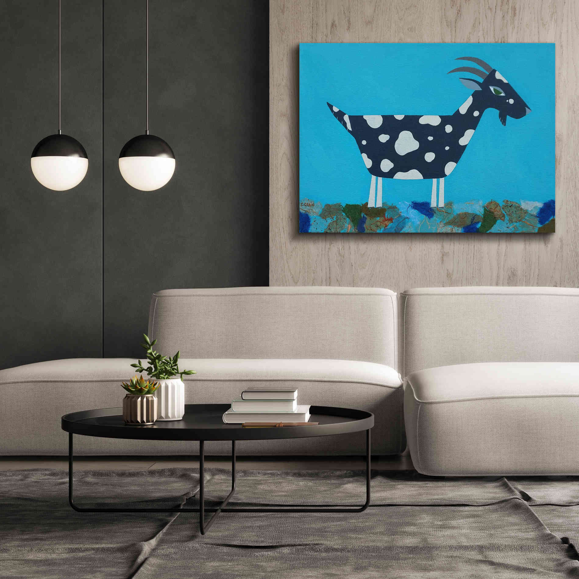 'Fergus The Goat by Casey Craig Giclee Canvas Wall Art,54 x 40