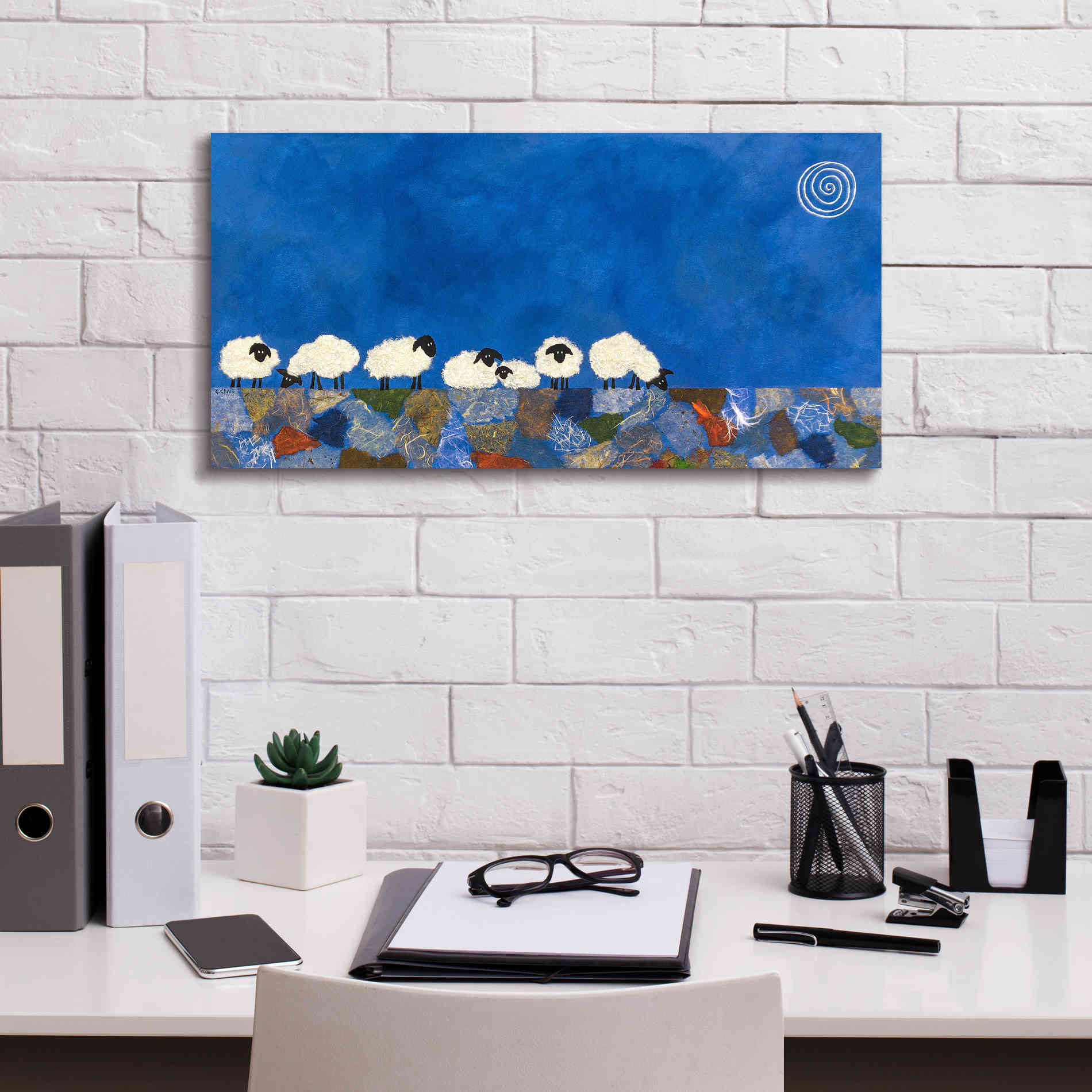 'Feeling Sheepish by Casey Craig Giclee Canvas Wall Art,24 x 12