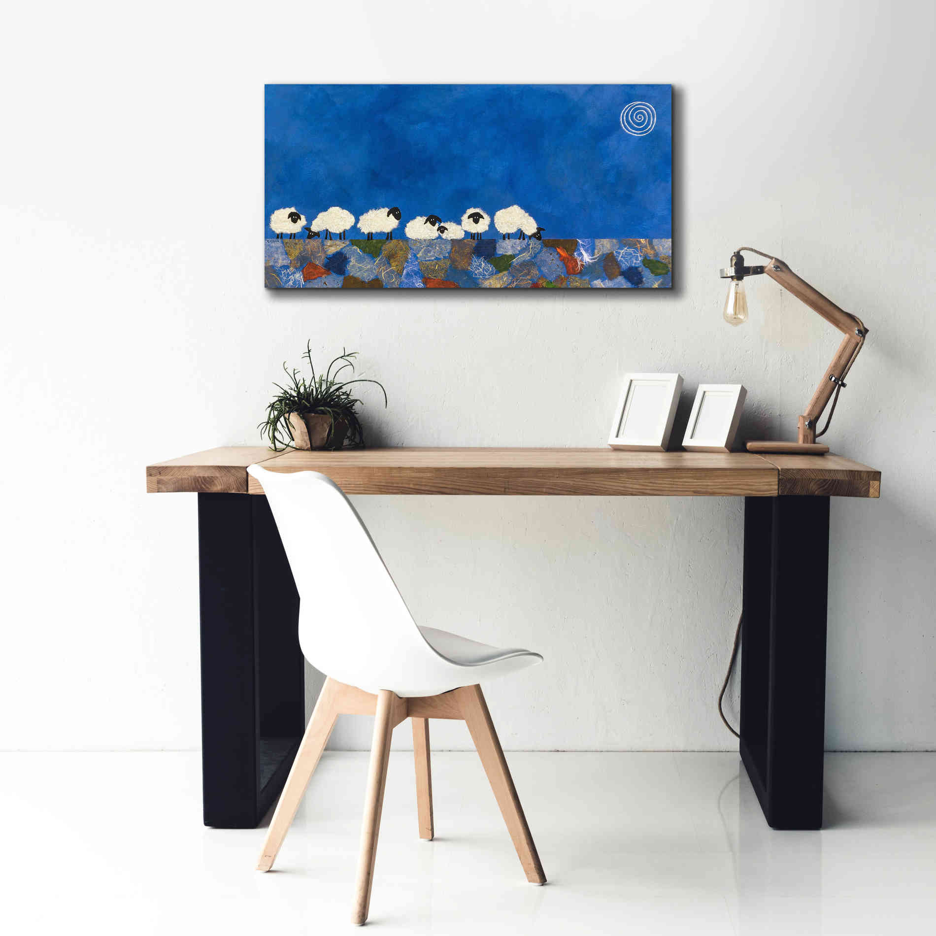 'Feeling Sheepish by Casey Craig Giclee Canvas Wall Art,40 x 20